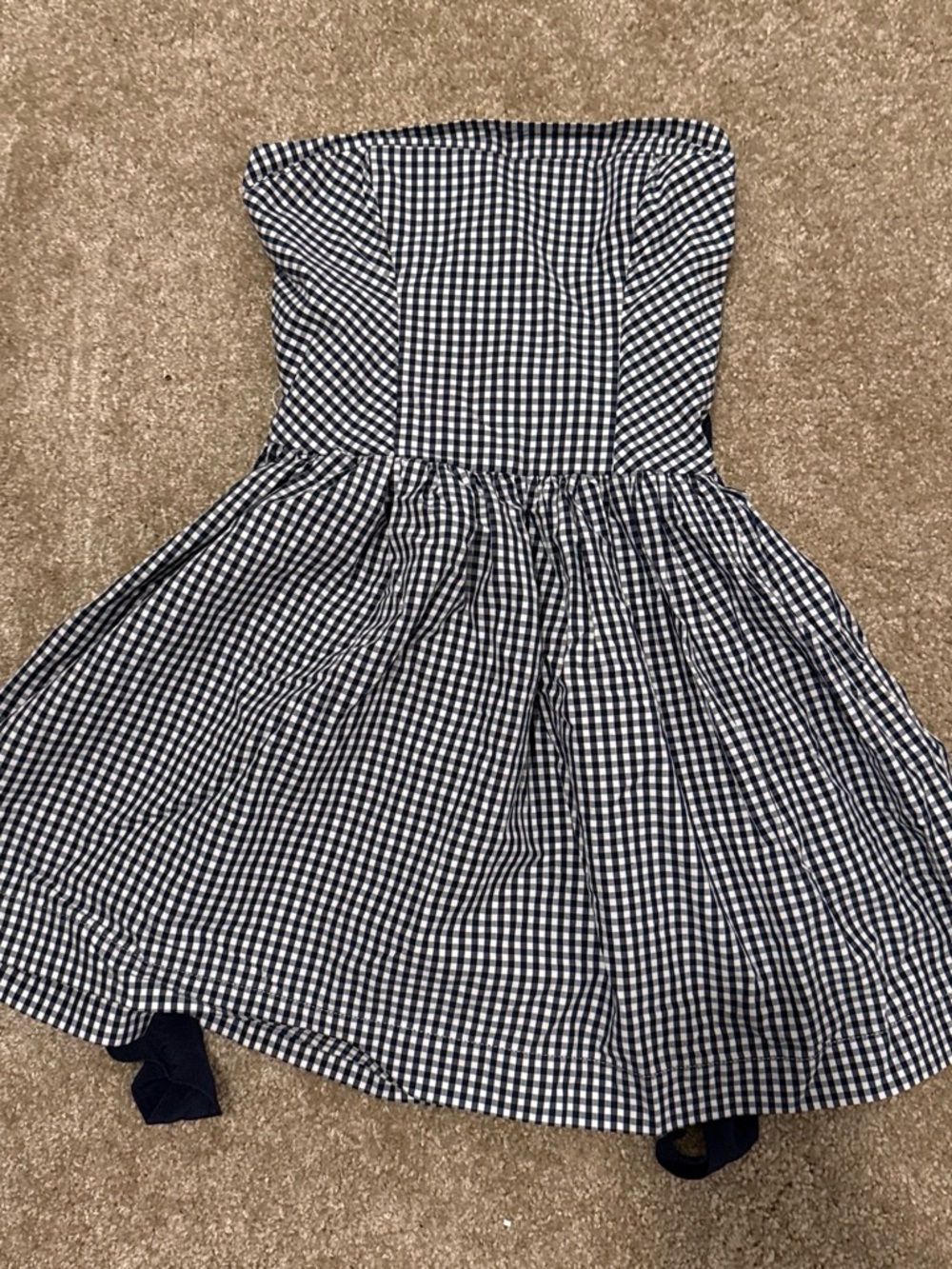 Abercrombie & Fitch Women’s Black and White Vintage Gingham Strapless Dress